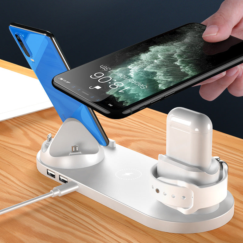 6-in-1 wireless charging dock station for phone, smartwatch, and accessories, minimalist design — view 2