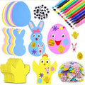 191-piece Easter craft kit with colorful foam stickers, paper bunnies, chicks, and egg decorations
