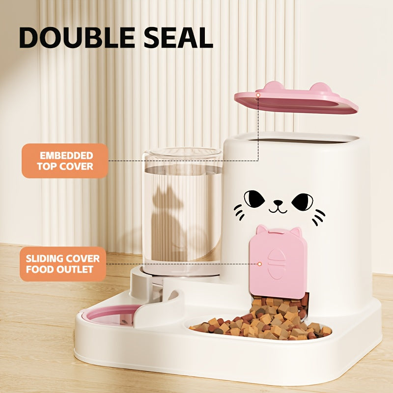 Automatic cat feeder and water dispenser set made of durable plastic for continuous pet hydration — view 3
