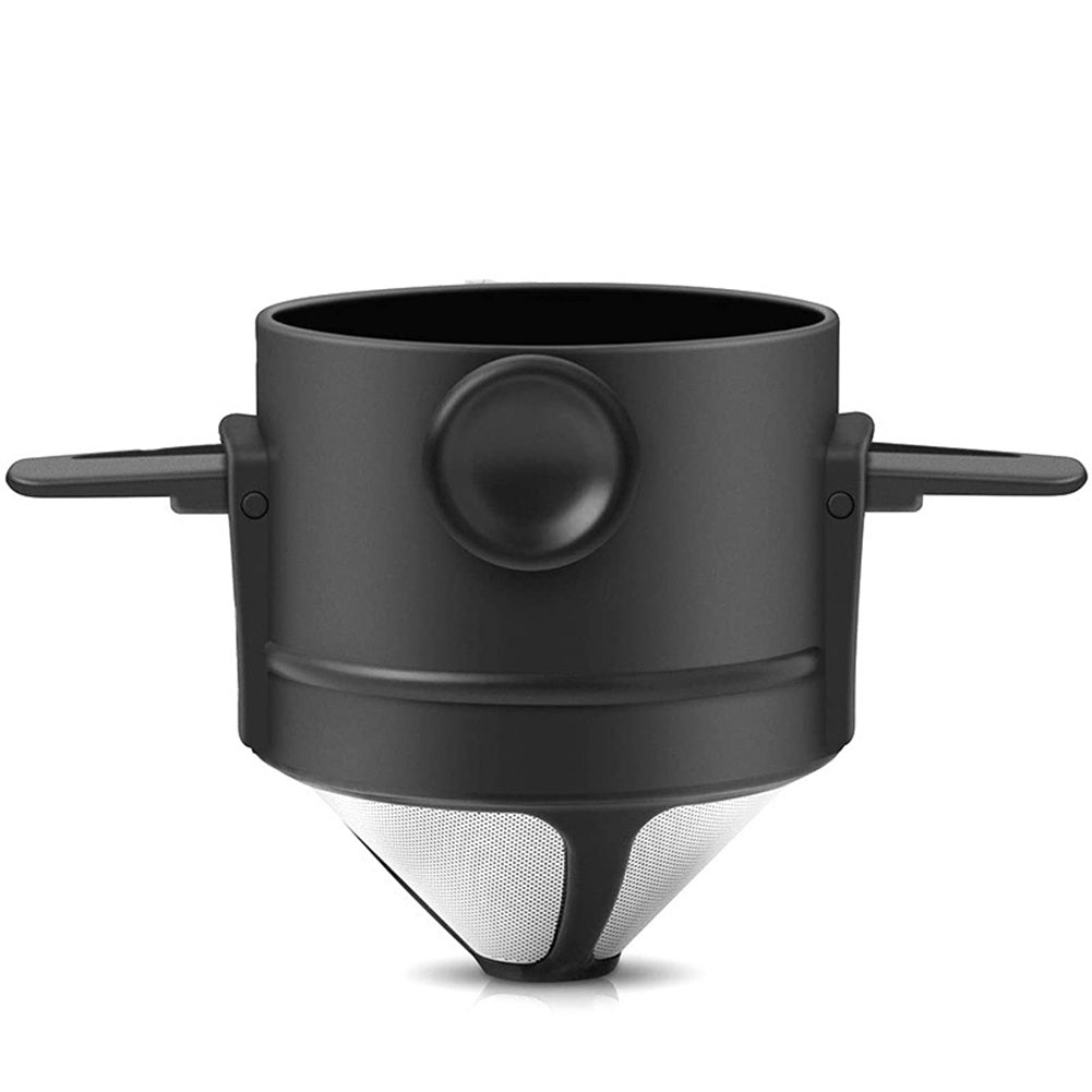 Portable stainless steel pour-over coffee dripper with folding ears and double layer fine mesh filter — view 5