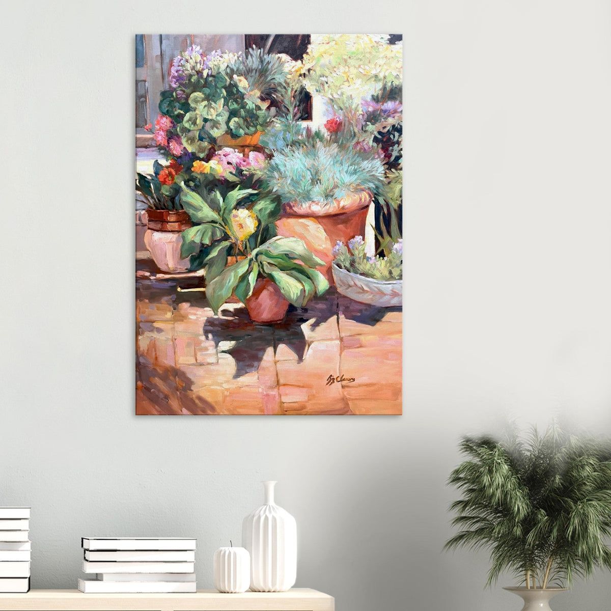 'Garden Serenity' Floral I 28x40 inch Art Print on Canvas I Original Artwork by American Artist Barbara Cleary-2