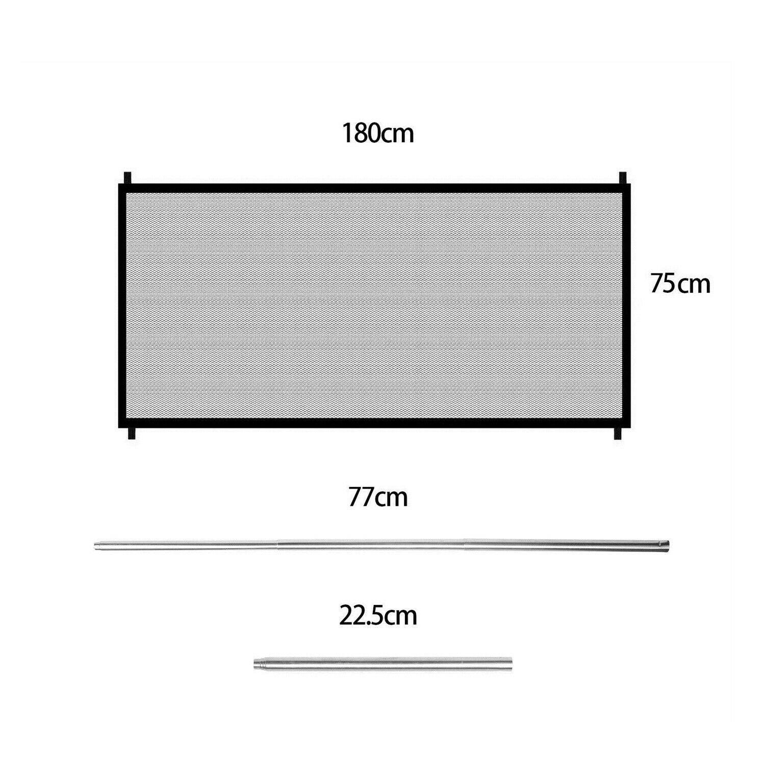 Black portable mesh pet safety gate with nylon barrier installed in home hallway — view 5