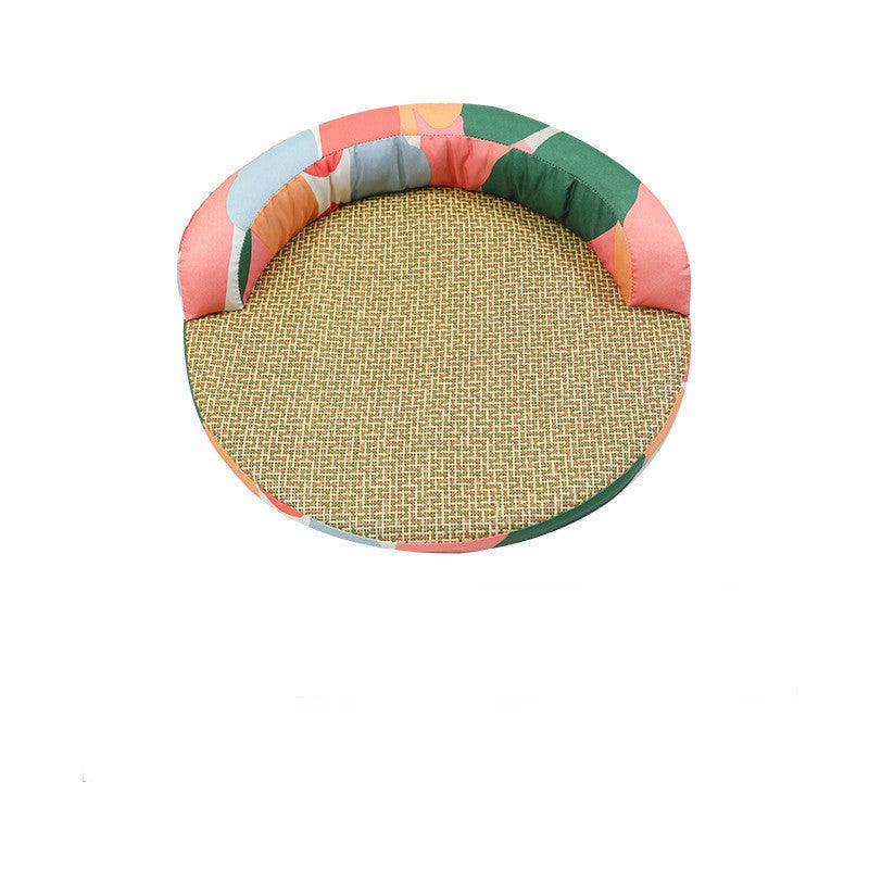 Summer Breeze rattan pet sofa bed with plush cotton rim and cooling woven mat center — view 2
