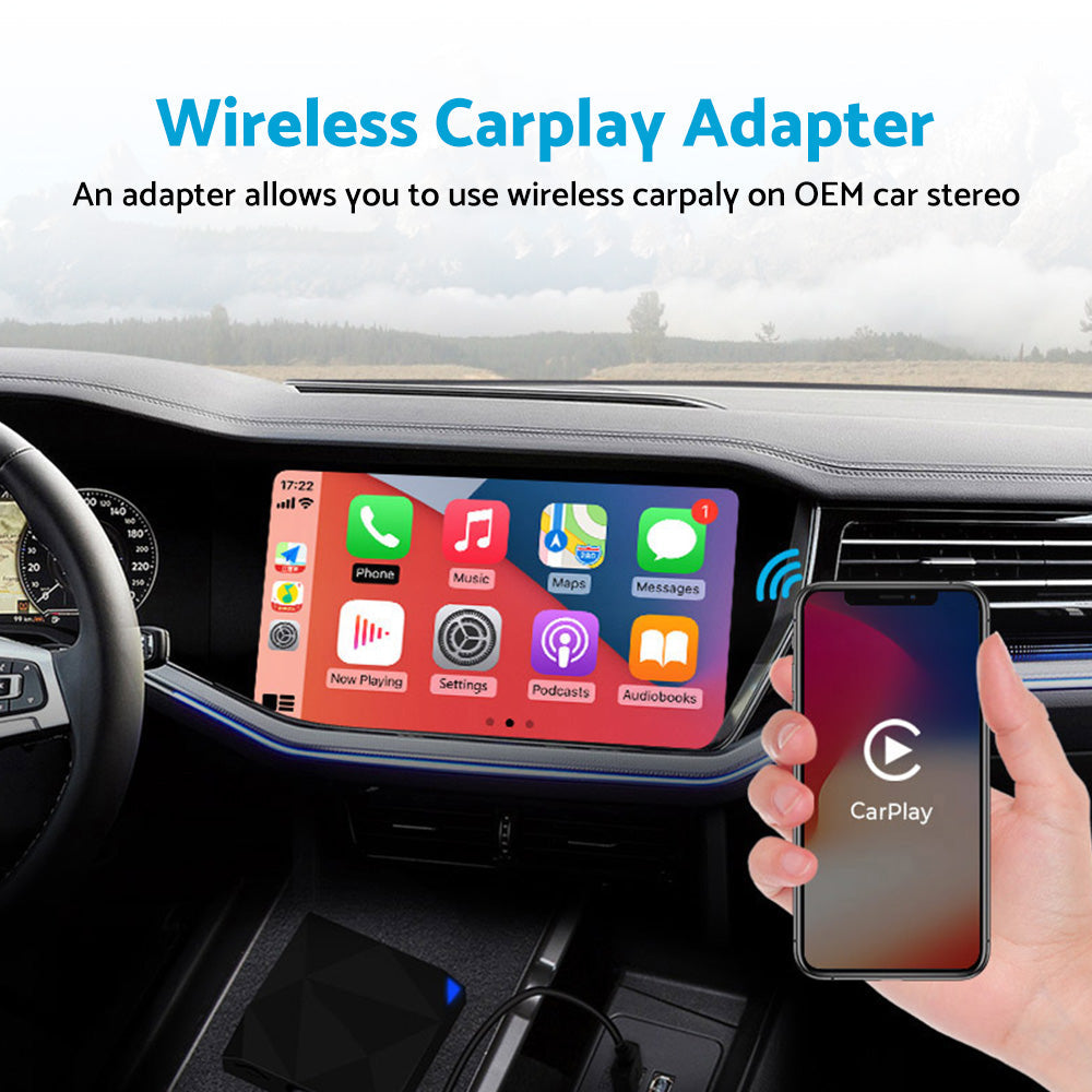 Wireless CarPlay adapter dongle in black finish with USB cables for seamless dashboard connectivity — view 4