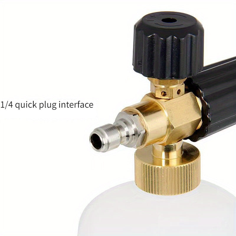 Adjustable heavy-duty foam cannon with metal components and one liter bottle for car washing — view 3