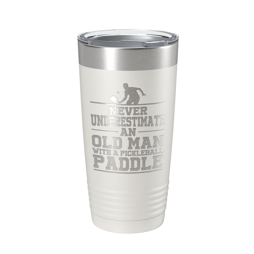 Funny pickleball tumbler with old man quote laser engraved on insulated stainless steel travel mug — view 2