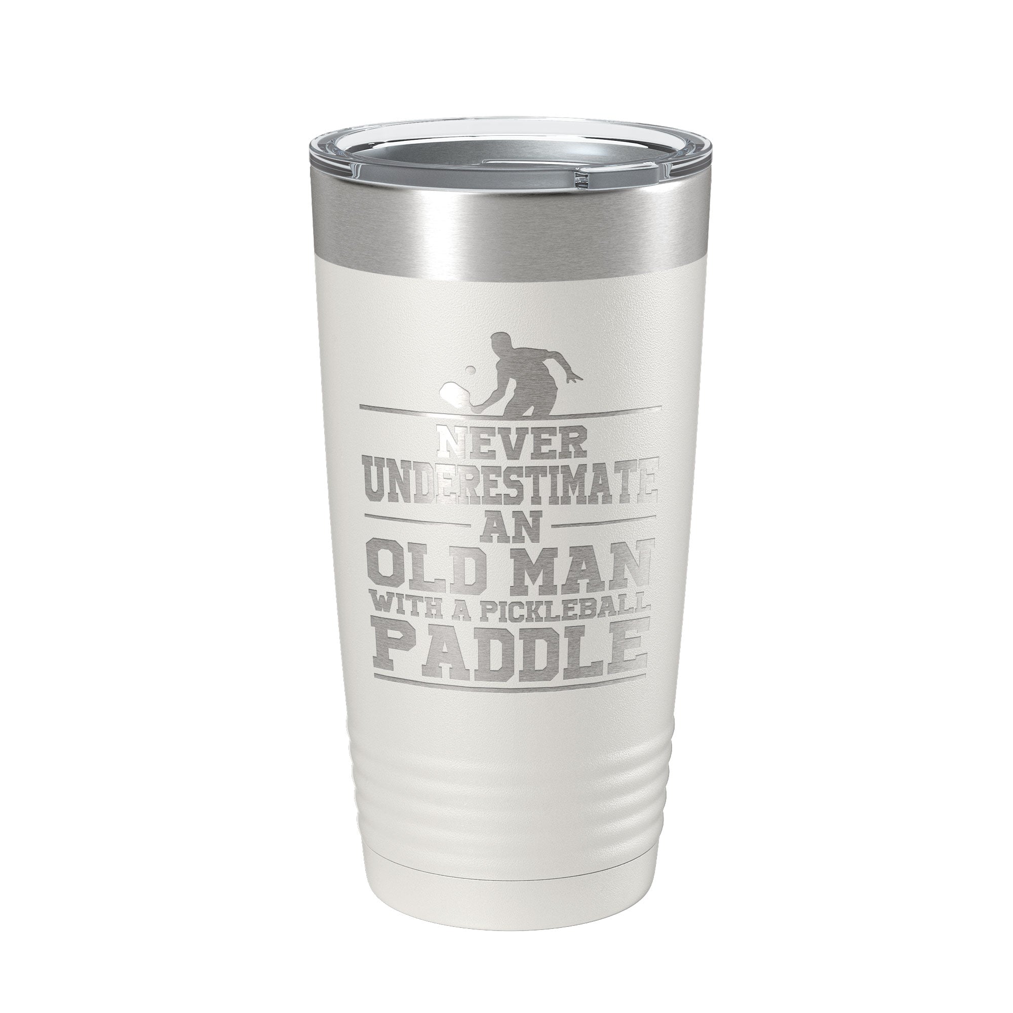 Funny pickleball tumbler with old man quote laser engraved on insulated stainless steel travel mug — view 2