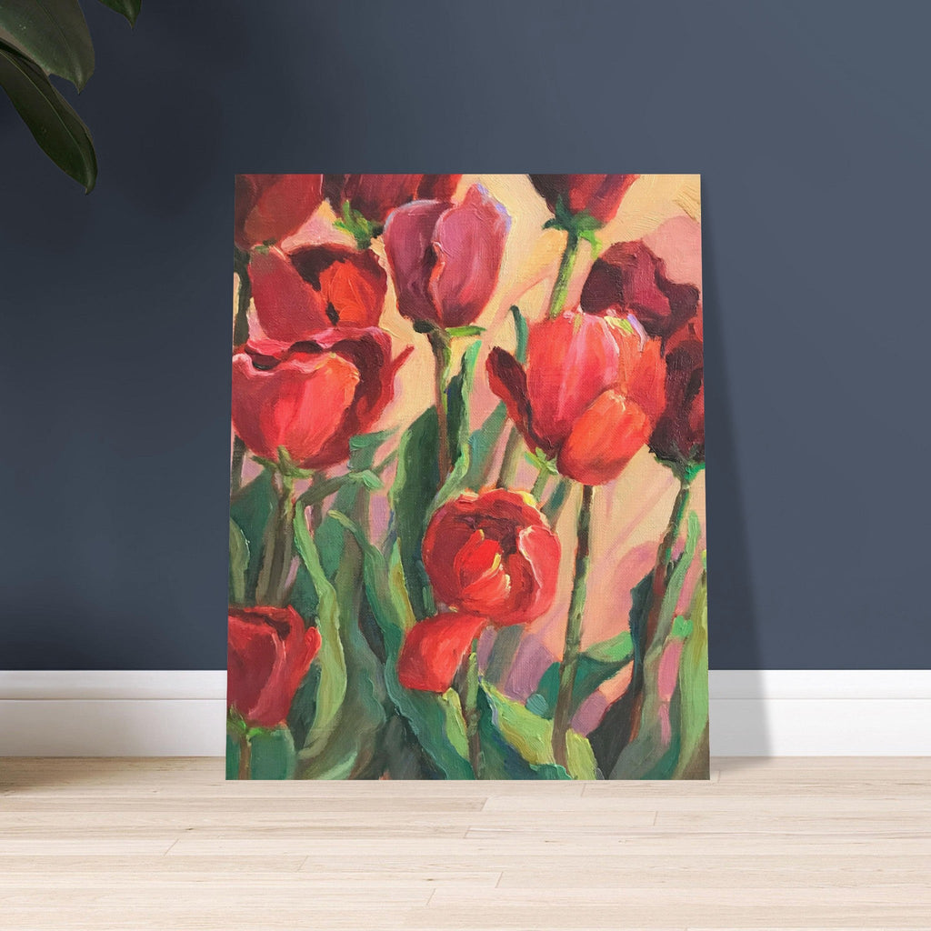 'Tulips' Floral I 16x20 Museum-Quality Matte Paper Poster | Original Artwork by American Artist Barbara Cleary (Fall Collection)-1