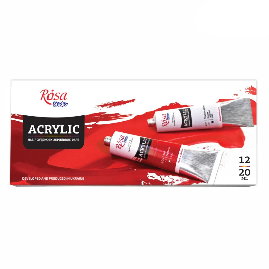 Rosa Studio 12 piece acrylic paint set in assorted vibrant colors for canvas and wood — view 3