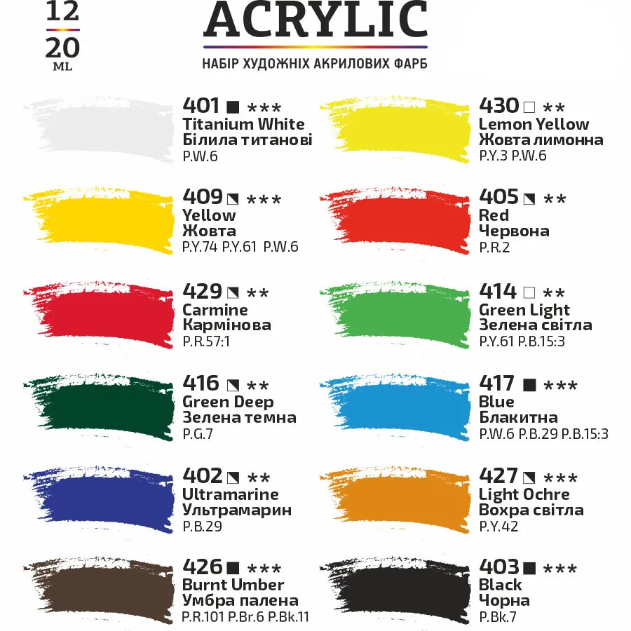 Rosa Studio 12 piece acrylic paint set in assorted vibrant colors for canvas and wood — view 4