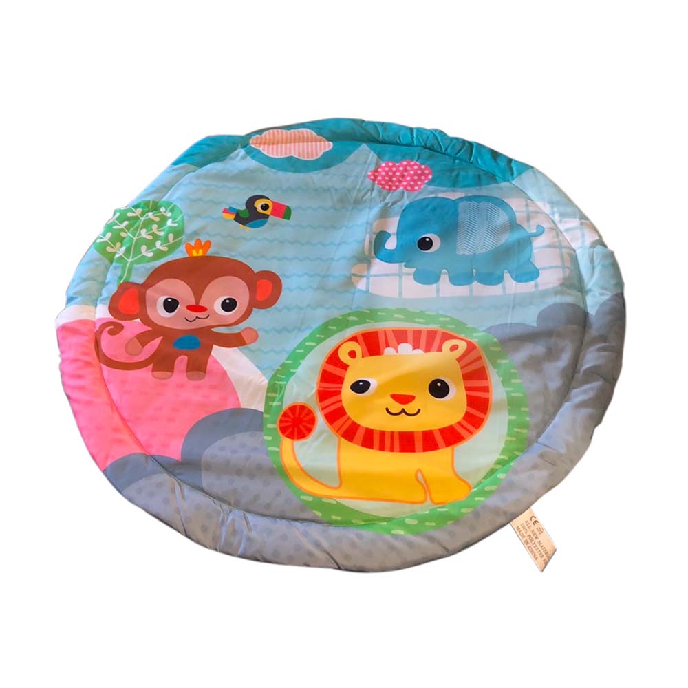 Colorful baby play mat with soft cushioning and overhead arches featuring hanging sensory toys — view 4