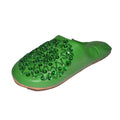 Handcrafted Moroccan women's leather slippers with sequin embellishments and a crafted middle flower detail