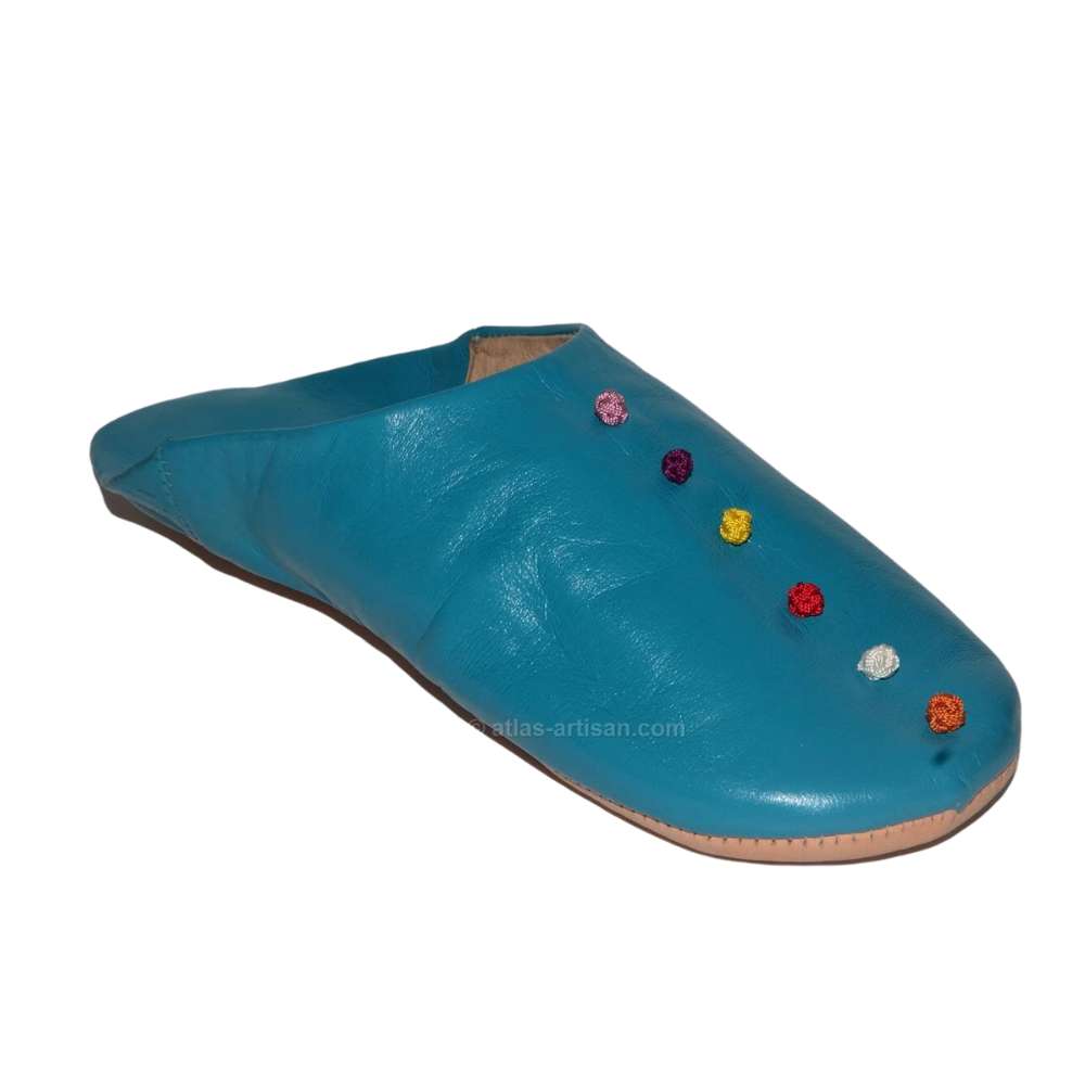 Handmade Moroccan premium leather slippers with traditional pompom detailing for indoor and outdoor wear — view 4