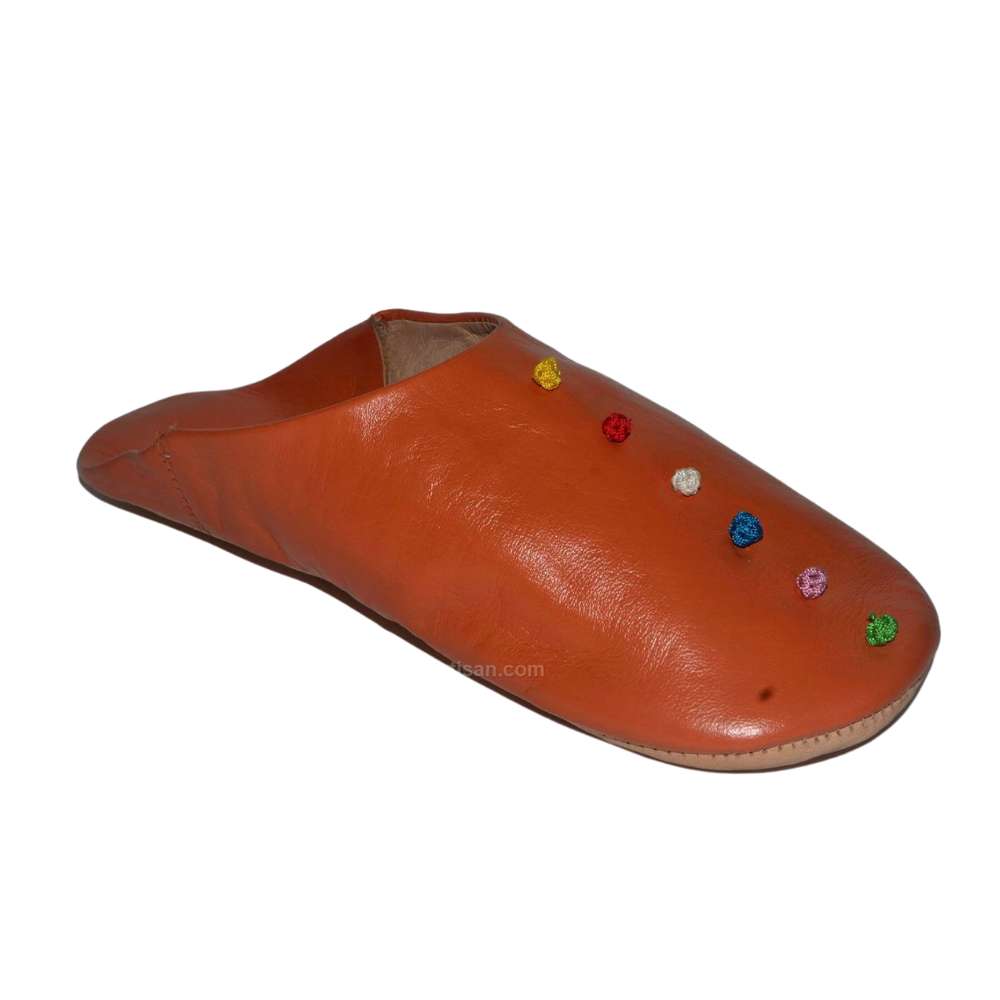 Handmade Moroccan premium leather slippers with traditional pompom detailing for indoor and outdoor wear — view 5