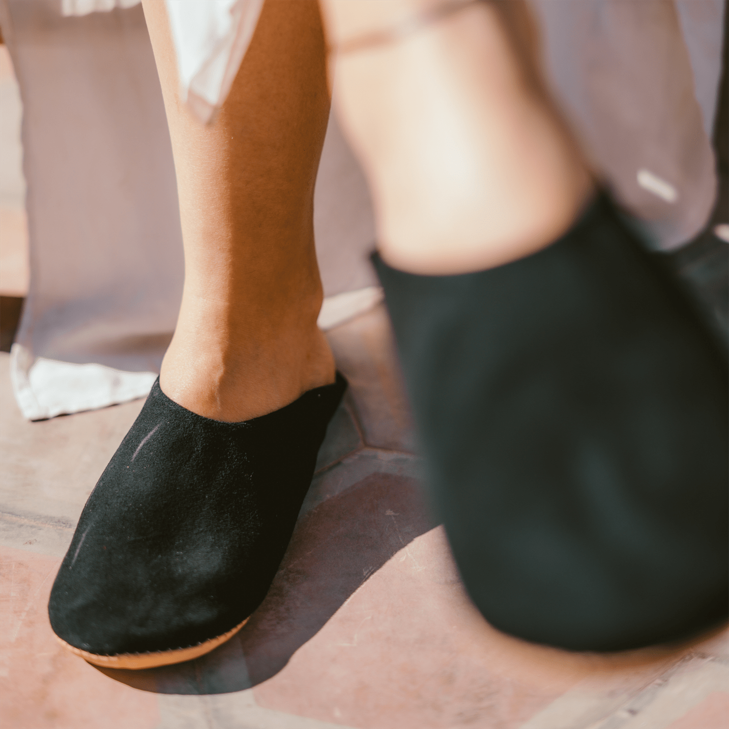 Suede babouche slippers in premium soft leather with a lightweight flexible sole for comfortable indoor wear — view 3