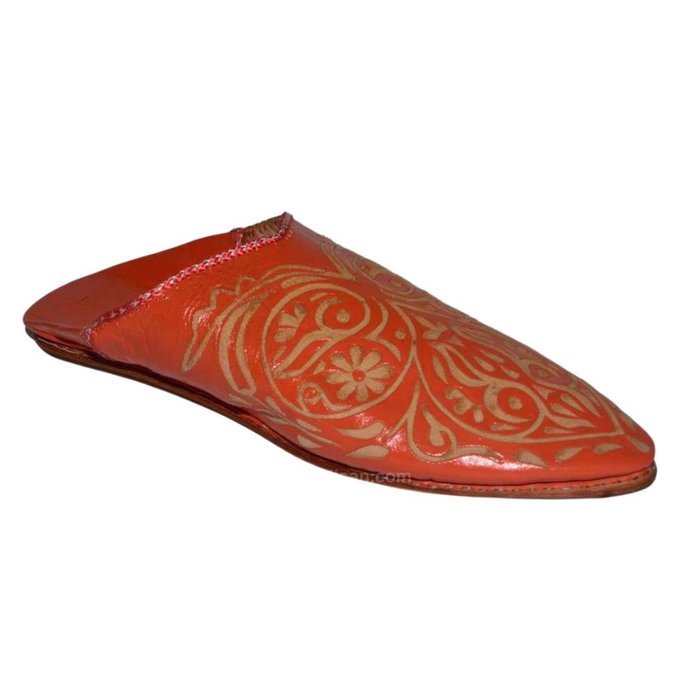 Leather slippers Rbati authentic handmade Moroccan babouches featuring traditional ornamental borders and supple leather lining — view 5