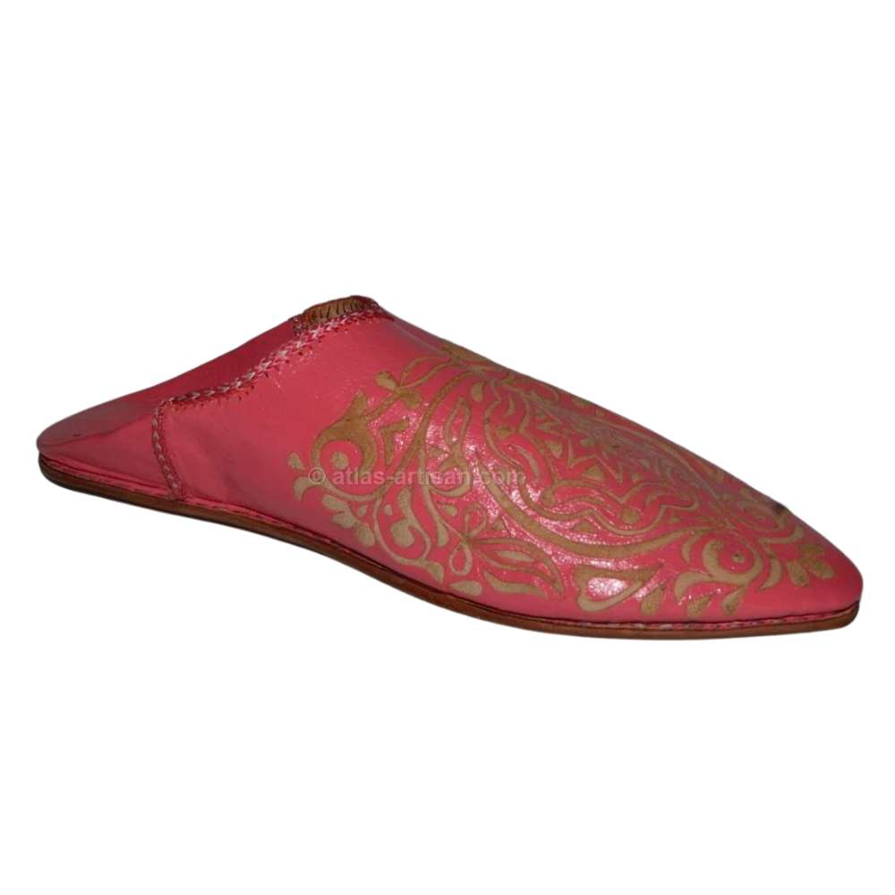 Leather slippers Rbati authentic handmade Moroccan babouches featuring traditional ornamental borders and supple leather lining — view 4