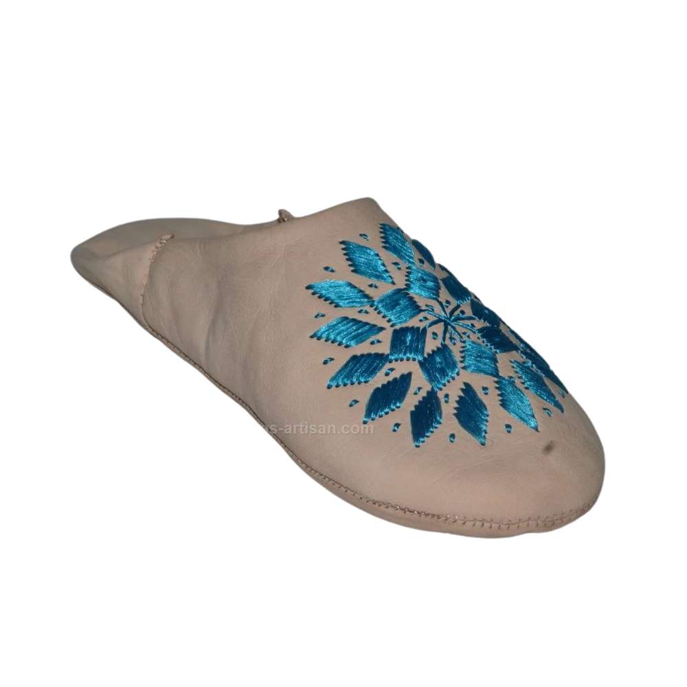 Handcrafted Moroccan leather souk slippers with decorative floral embroidery and soft flexible soles — view 4