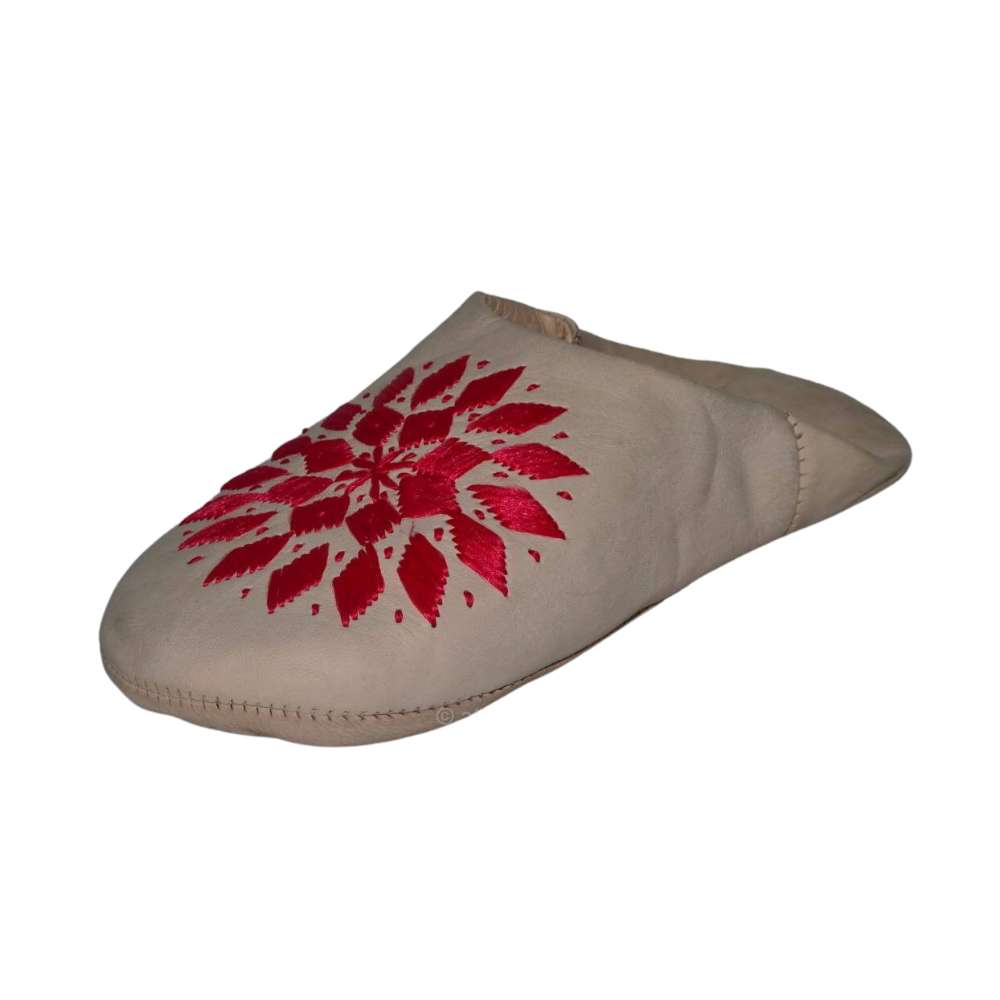 Handcrafted Moroccan leather souk slippers with decorative floral embroidery and soft flexible soles — view 5