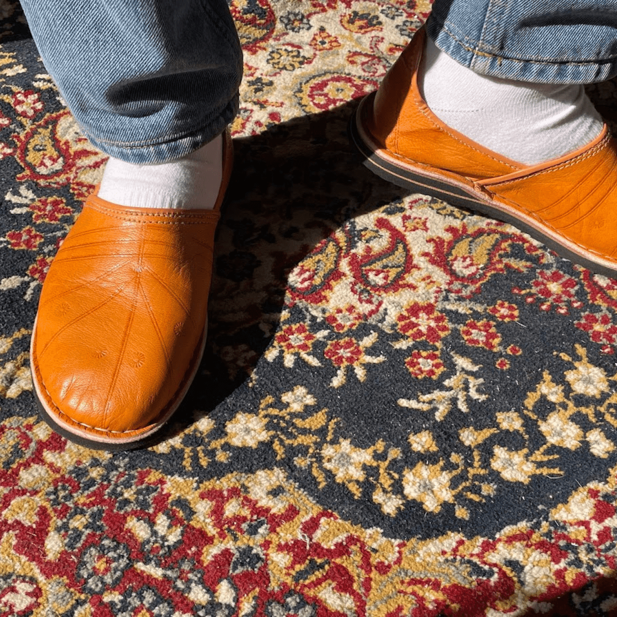 Handmade Moroccan leather slippers villages babouches with adjustable heel and reinforced thick comfortable sole — view 4