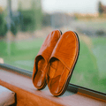 Handmade Moroccan leather slippers villages babouches with adjustable heel and reinforced thick comfortable sole
