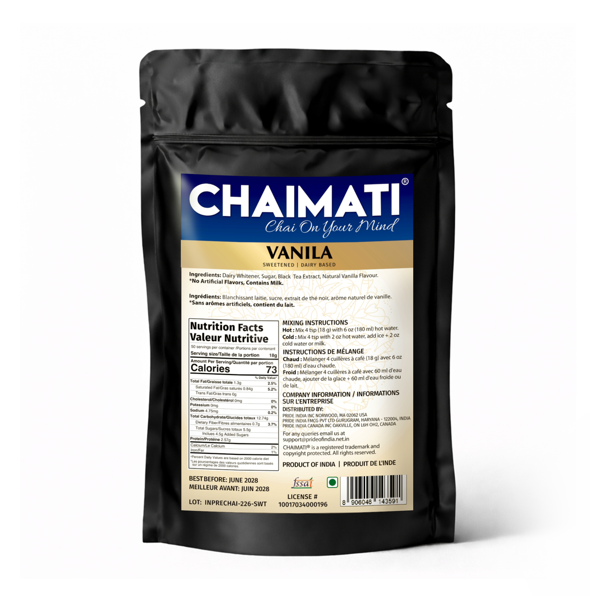 CHAIMATI Sweetened Instant Vanilla Chai Latte Premix - 2 lb-1
