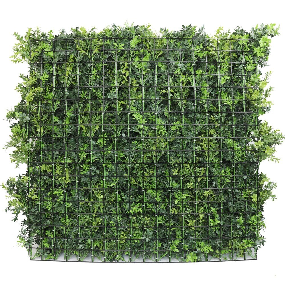 Mixed Green Ultra Dense Boxwood Artificial Vertical Garden Green Wall Panel 40×40in 11 SQ FT – NFPA 701 Certified – Metal Backed – UV Resistant – Commercial Grade-3