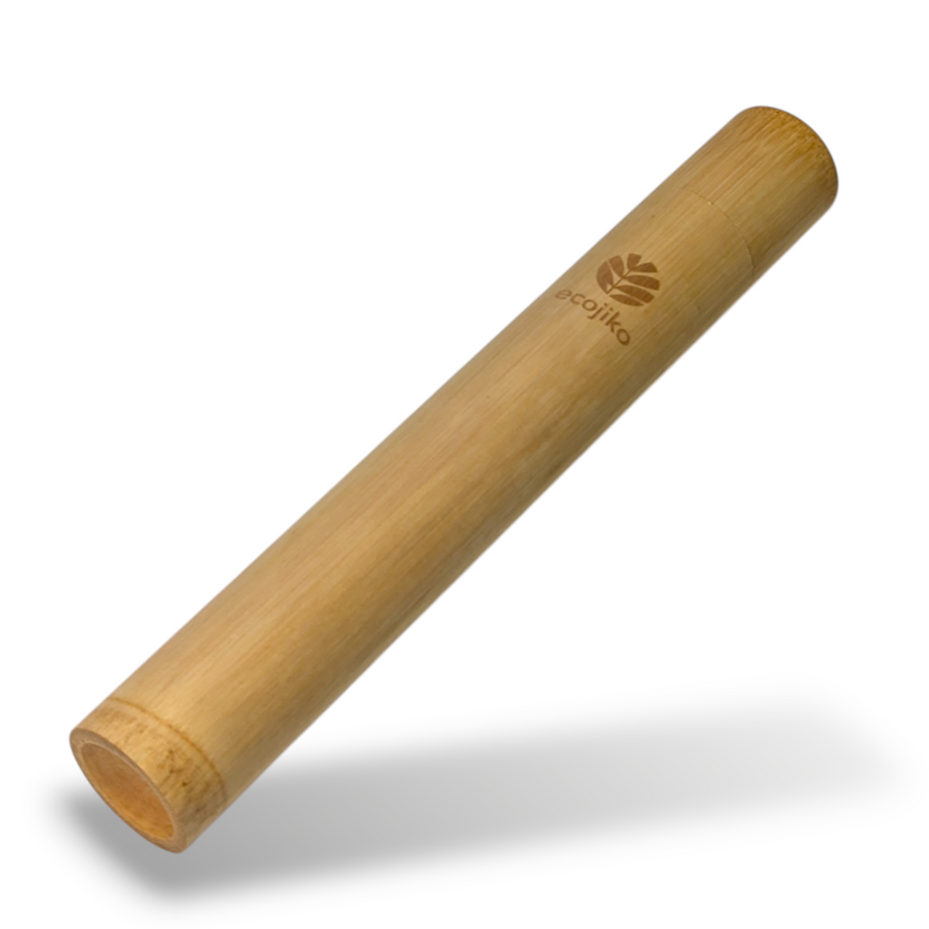 Sustainable bamboo toothbrush travel holder with ventilation hole displayed on a clean background — view 3