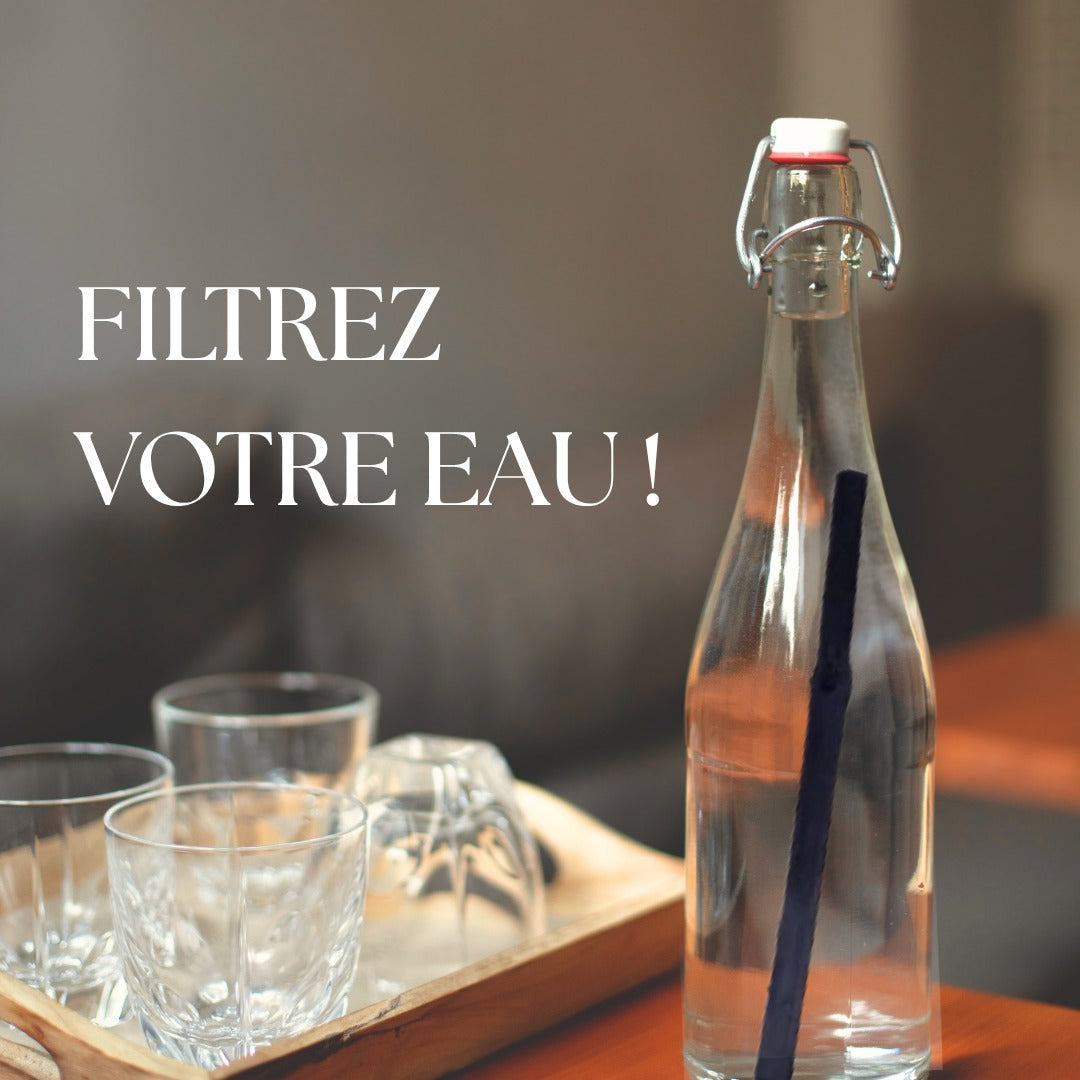Carafe en verre limonadier + 1 charbon de bambou fin-1
