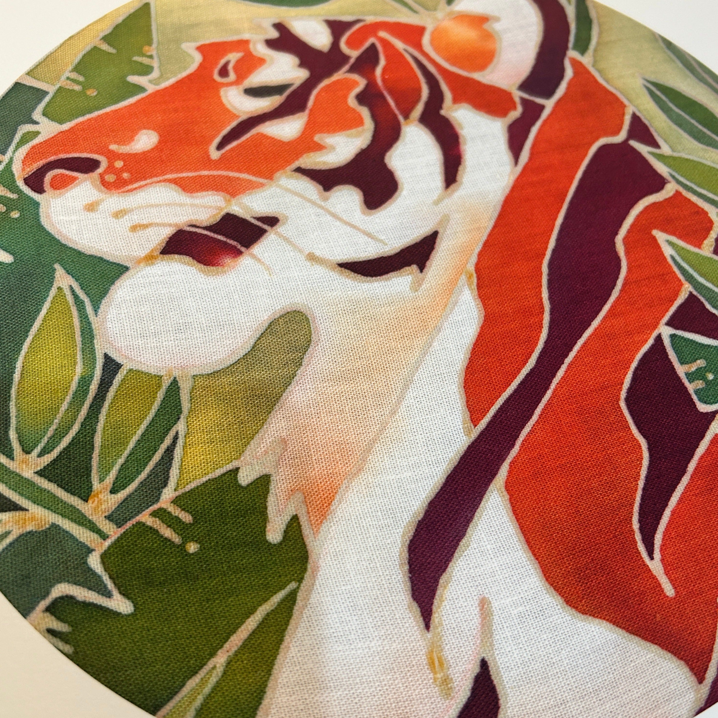 Malayan tiger DIY batik craft kit mounted on a bamboo ring with painting supplies — view 5