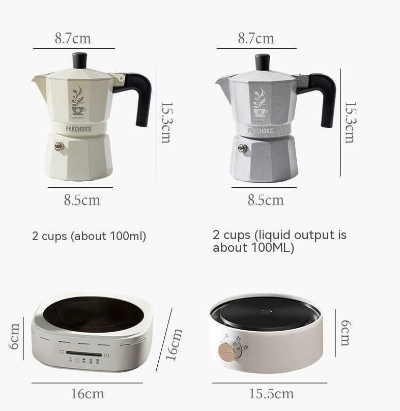 Aluminum double valve moka pot stovetop espresso maker in wheat color for modern kitchens — view 4