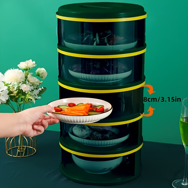 5-layer stackable mint green food storage covers made of durable plastic for kitchen leftovers — view 3