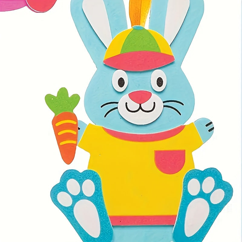 10 piece Easter bunny DIY craft kit with self adhesive lightweight foam rabbit shape decals — view 3