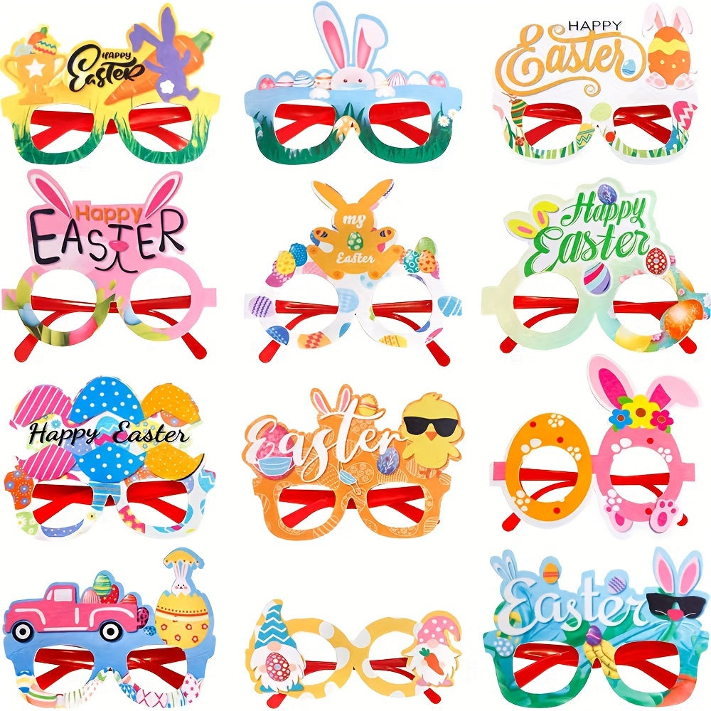 Easter party eyeglasses set in assorted colors featuring plastic rabbit, egg, and chick novelty frames