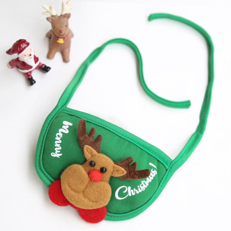 Festive pet Christmas hat and matching saliva towel set with reindeer antlers on white background — view 5