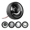 6.5-inch round motorcycle LED headlight with durable black metal housing and bright white beam