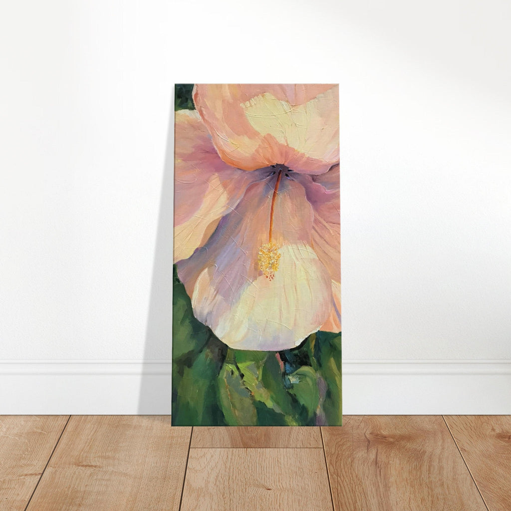 'Pink Hibiscus' Floral I 16x32 inch Art Print on Canvas I Original Artwork by American Artist Barbara Cleary | Barbara Cleary Designs-0
