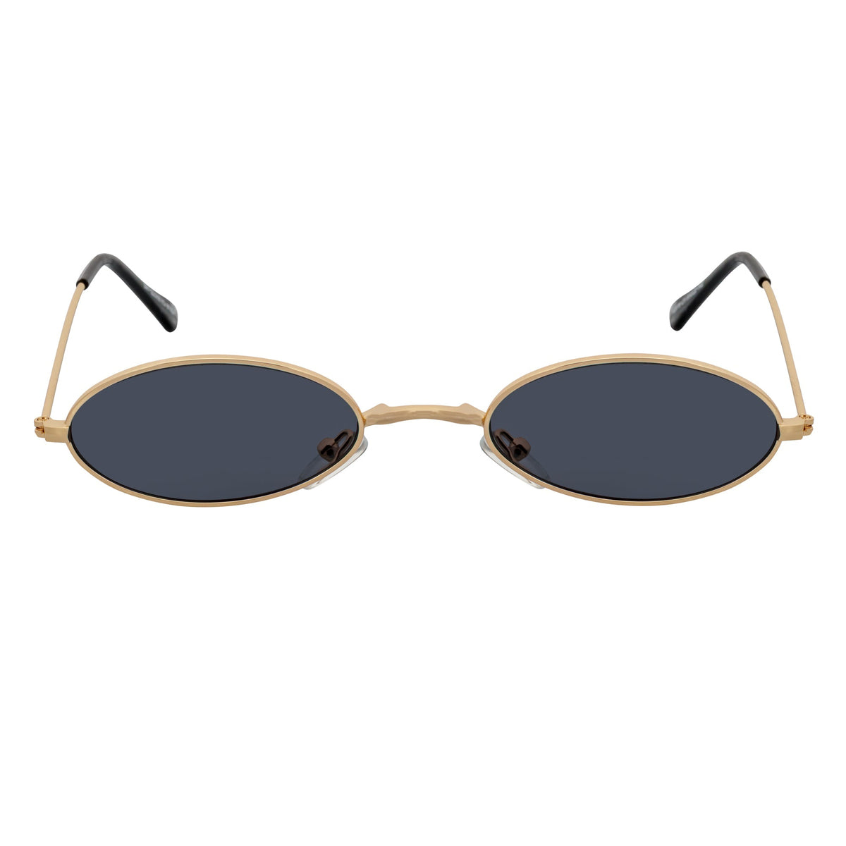 BECK - Small Metal Round Oval Sunglasses Gold Smoke-2