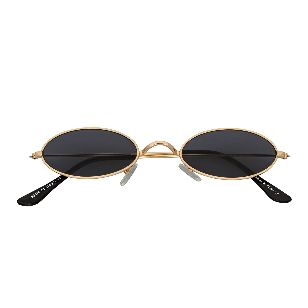 BECK - Small Metal Round Oval Sunglasses Gold Smoke-0