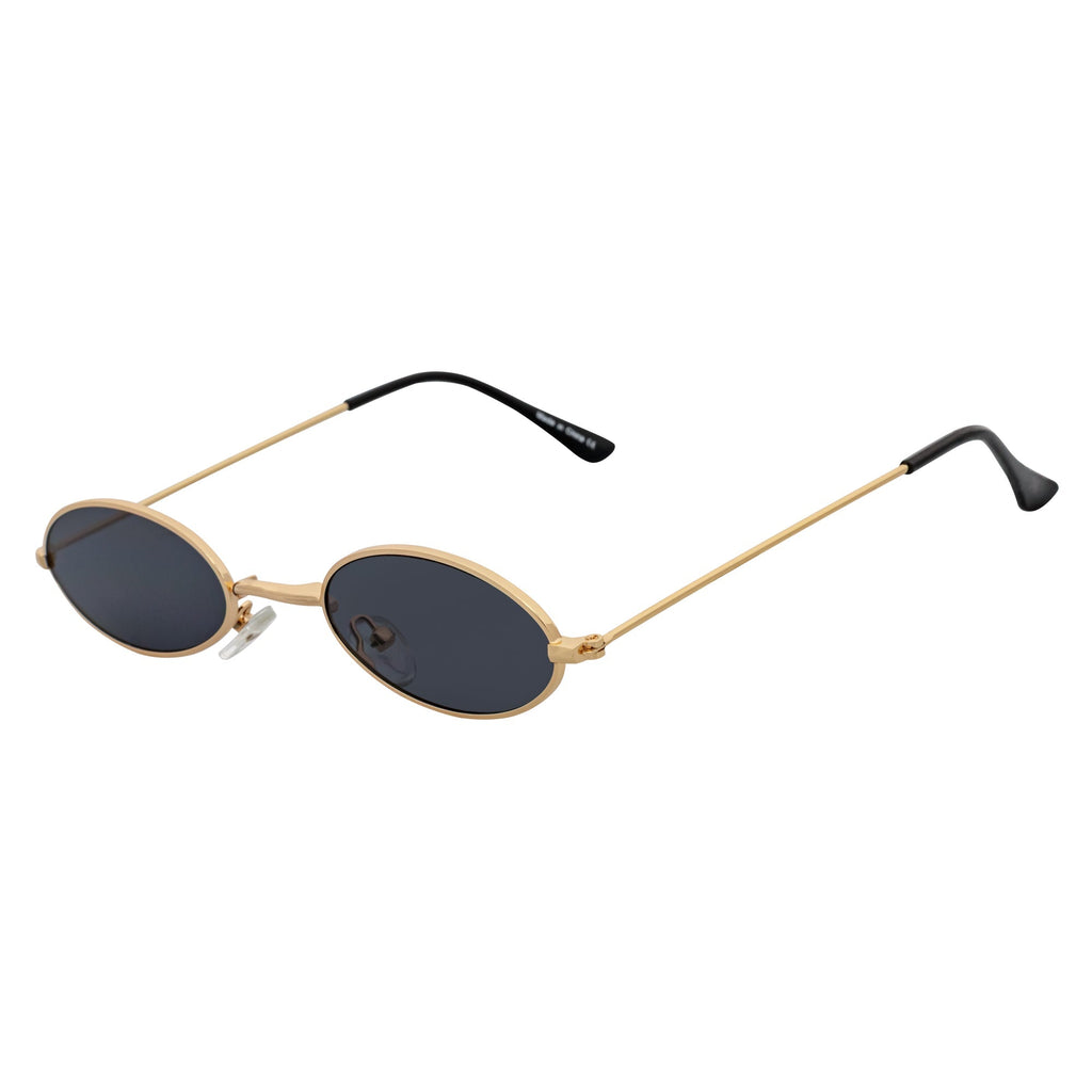 BECK - Small Metal Round Oval Sunglasses Gold Smoke-1