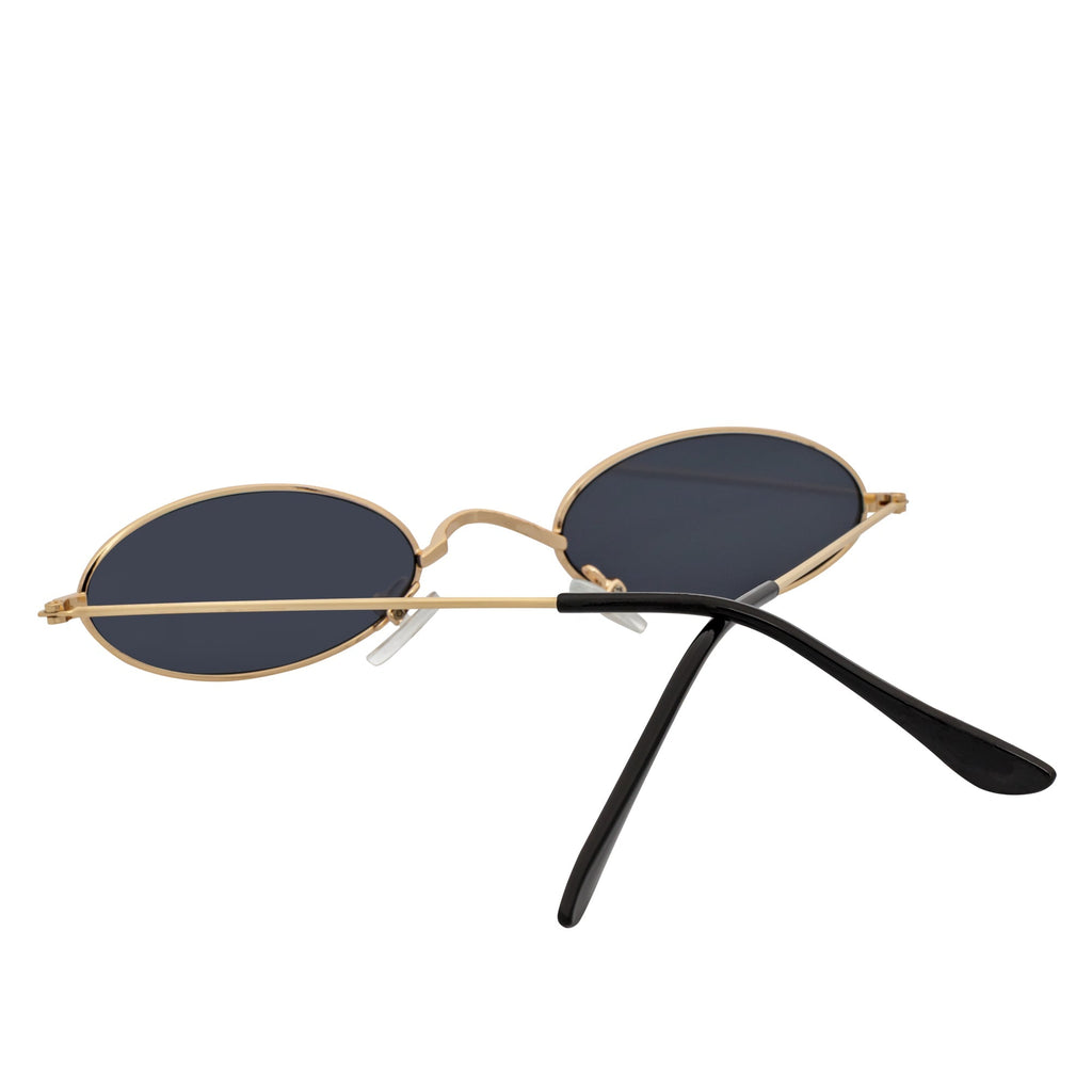 BECK - Small Metal Round Oval Sunglasses Gold Smoke-4