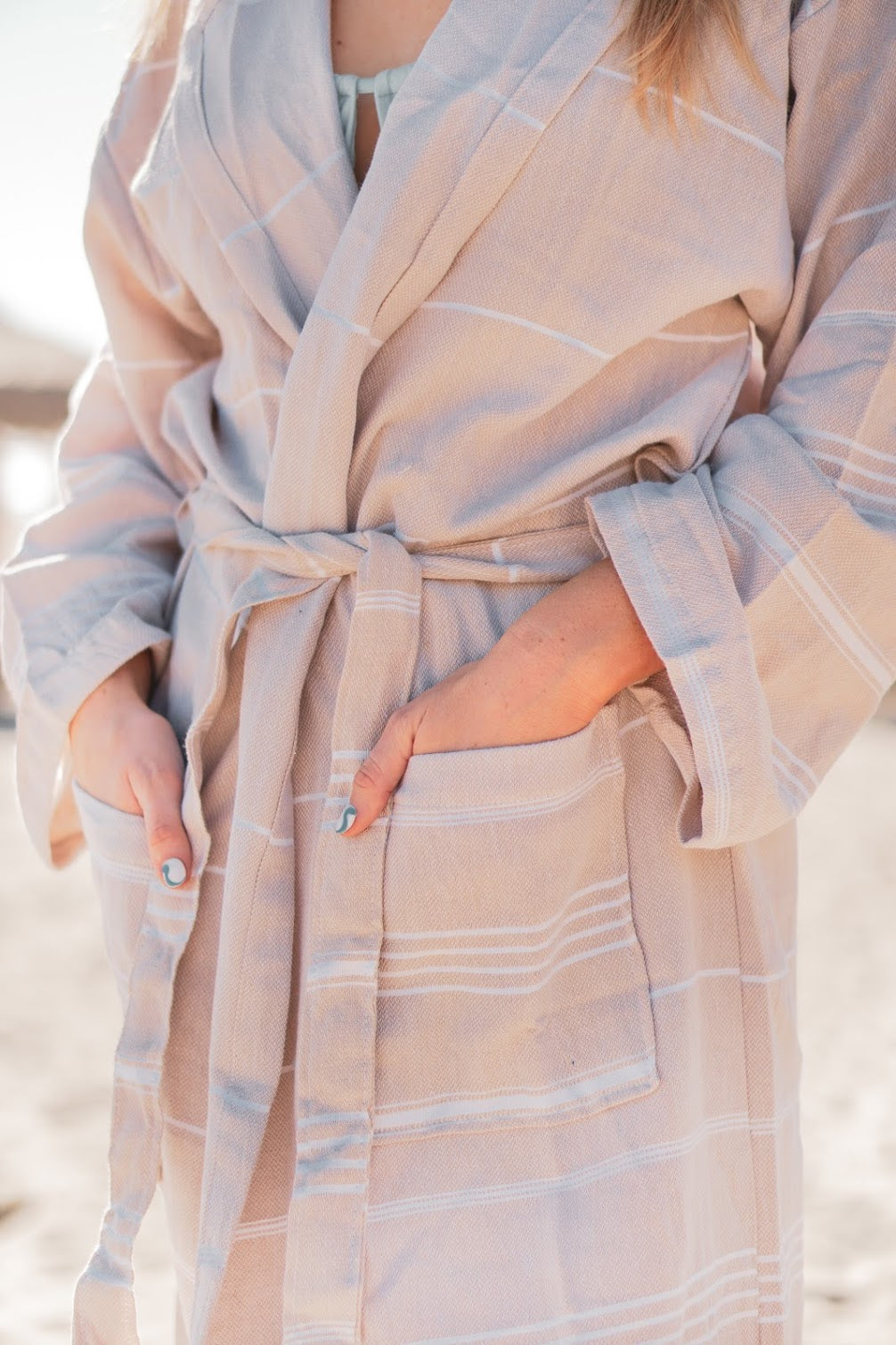 Monaco Turkish cotton kimono bathrobe with deep pockets and self-tie belt in relaxed fit — view 5