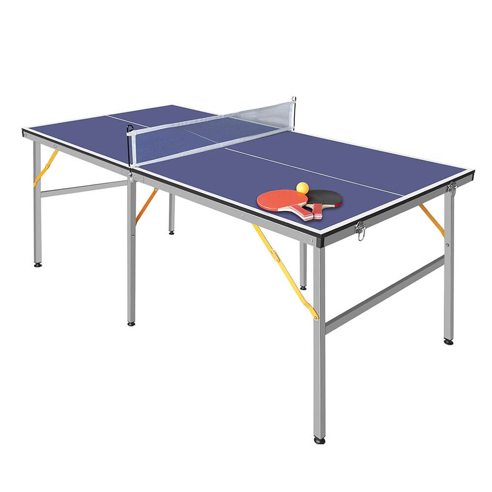 Premium foldable indoor ping pong table with attached net on wheels for home game rooms — view 2