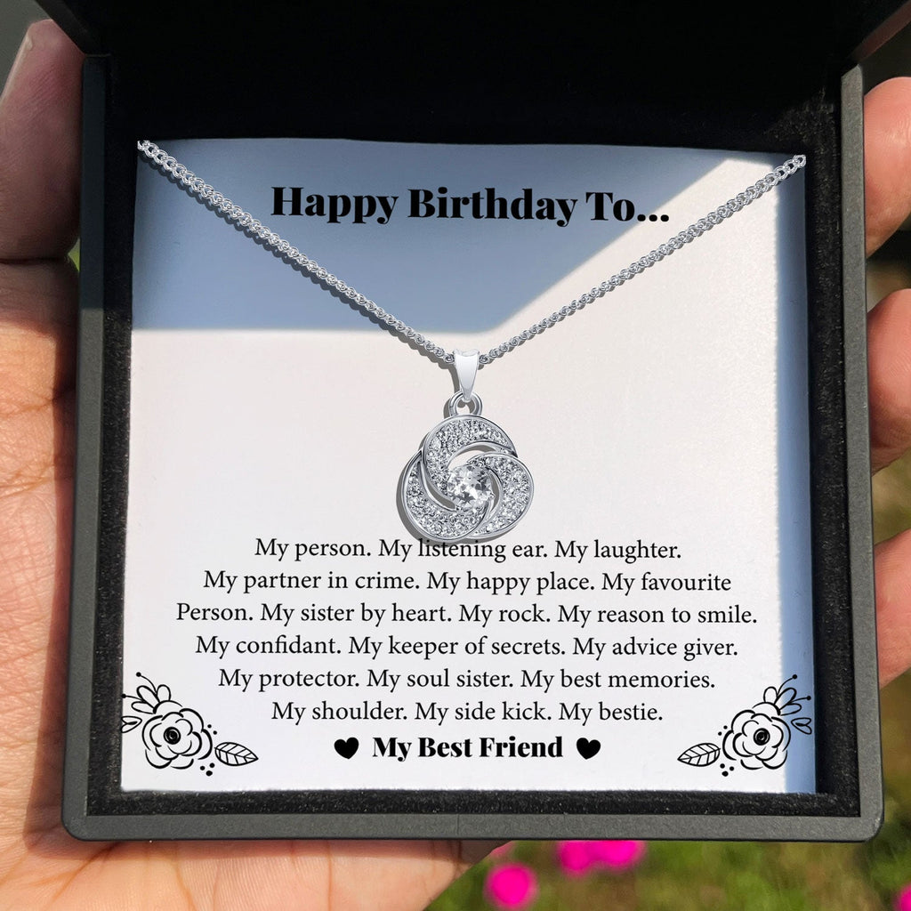 TRYNDI™ To My Bestie Love Knot Necklace With Authentic Swarovski Crystals-4