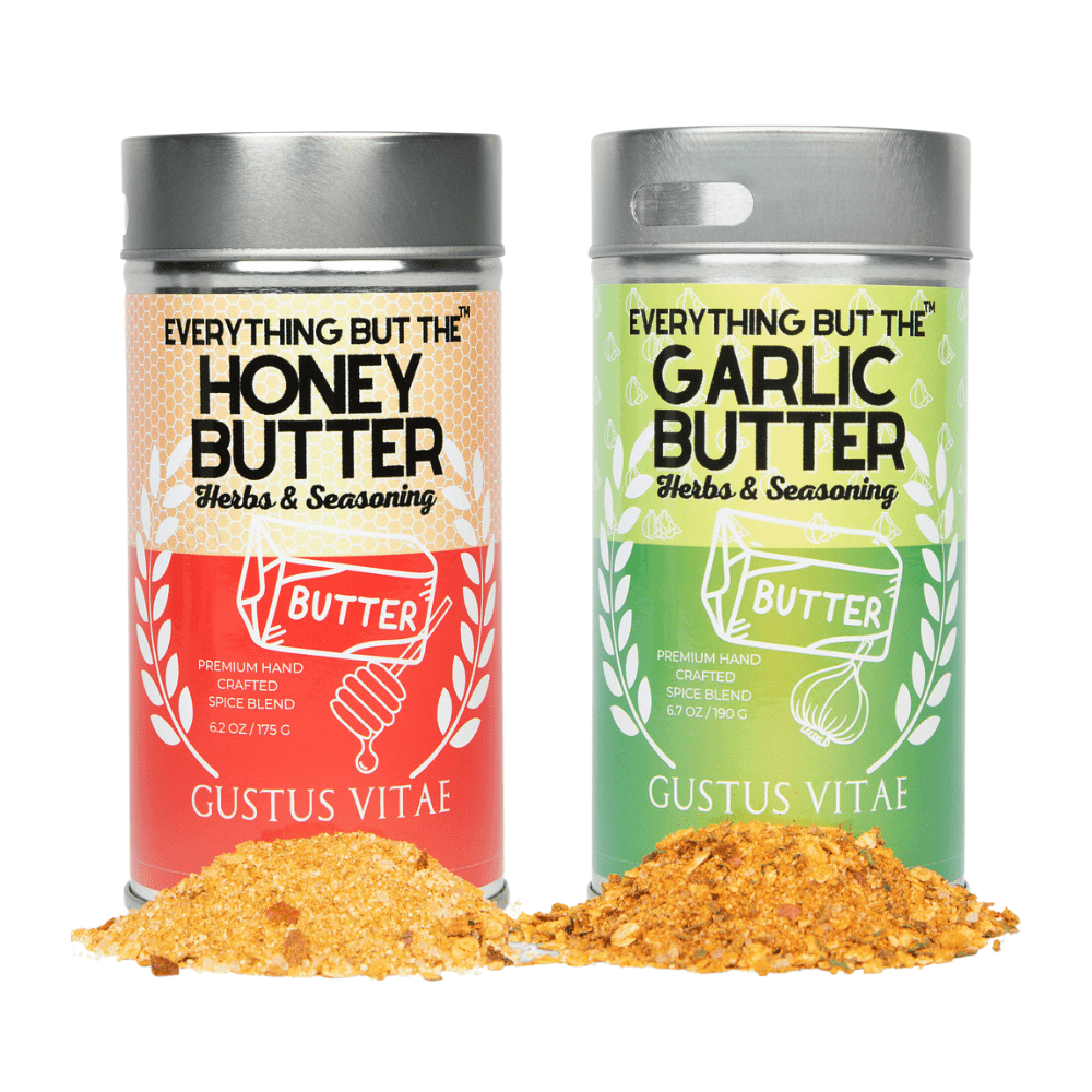 Better Than Butter Seasoning Set with garlic and honey butter artisanal spice blends in shaker bottles