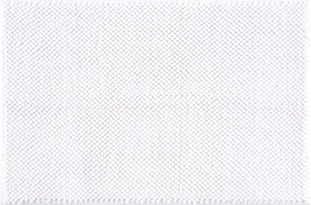 Plush solid white washable bath mat made of thick absorbent polyester for bathroom floors — view 2