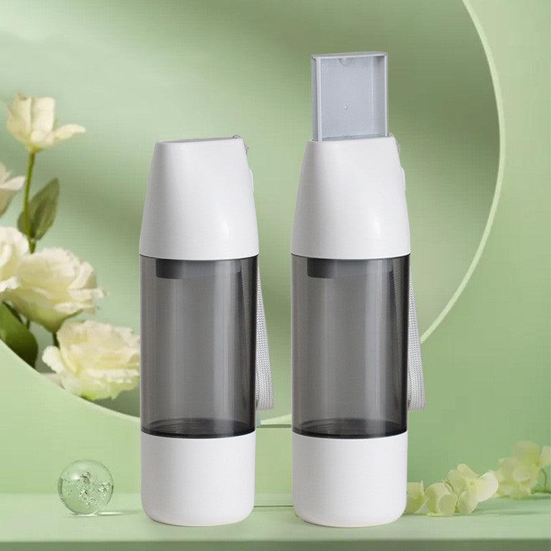 White portable dog water bottle and food container with a silicone seal for outdoor travel — view 3