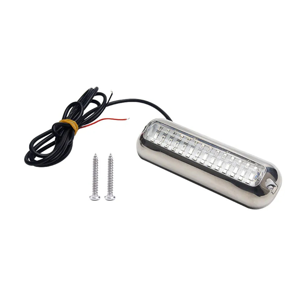 Pair of blue LED underwater boat lights in durable stainless steel casing for marine pontoons — view 2