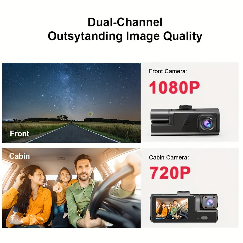 Compact dual lens car dash cam in black for front road and interior vehicle recording — view 4