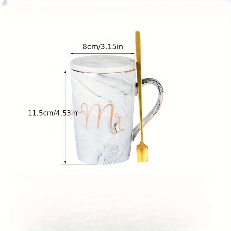 Chic marble ceramic coffee mug set matching pair of 400ml elegant drinkware cups — view 4